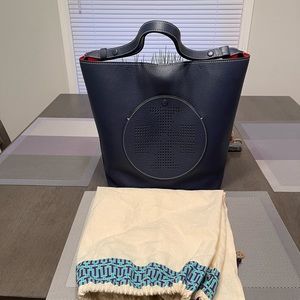 Tory Burch Perforated Logo Hobo Shoulder Bag